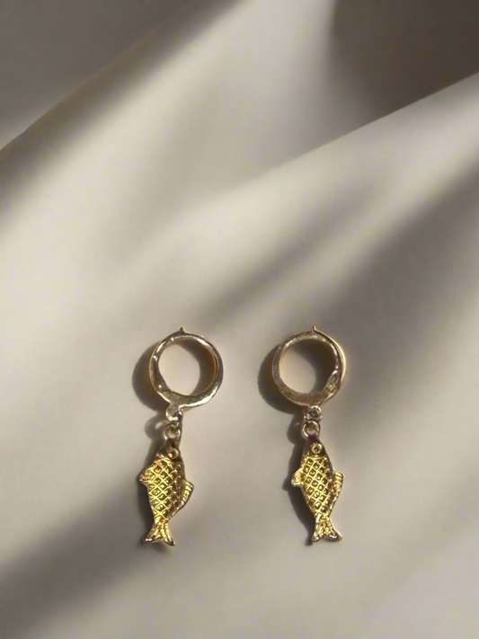 Gold fish earrings