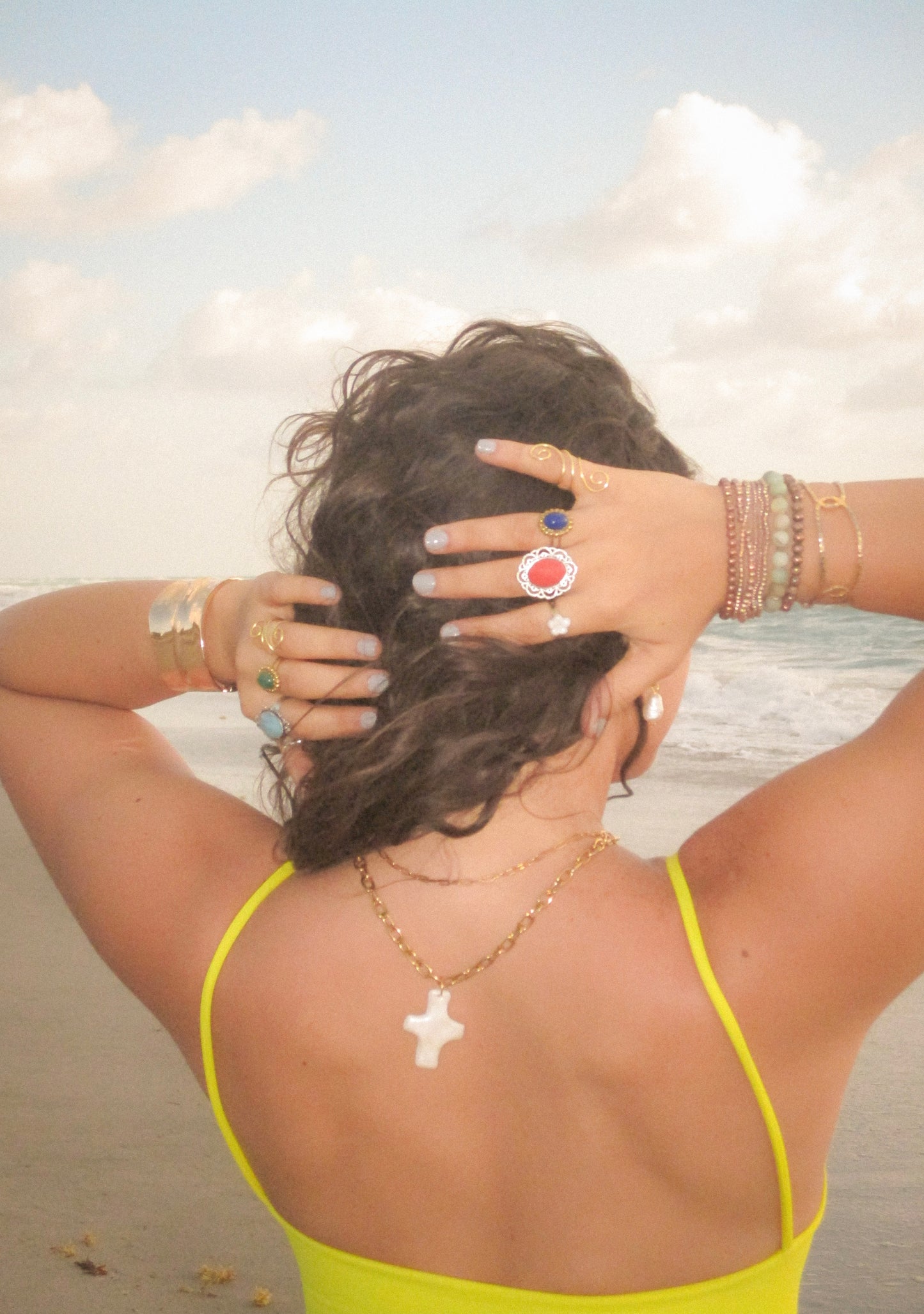 White chrome cross necklace